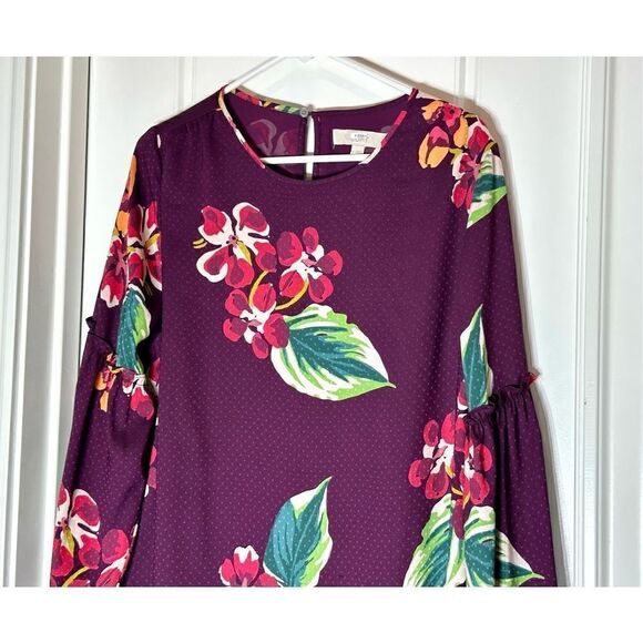 Ann Taylor Loft purple floral long sleeve dress size Small - Picture 4 of 8